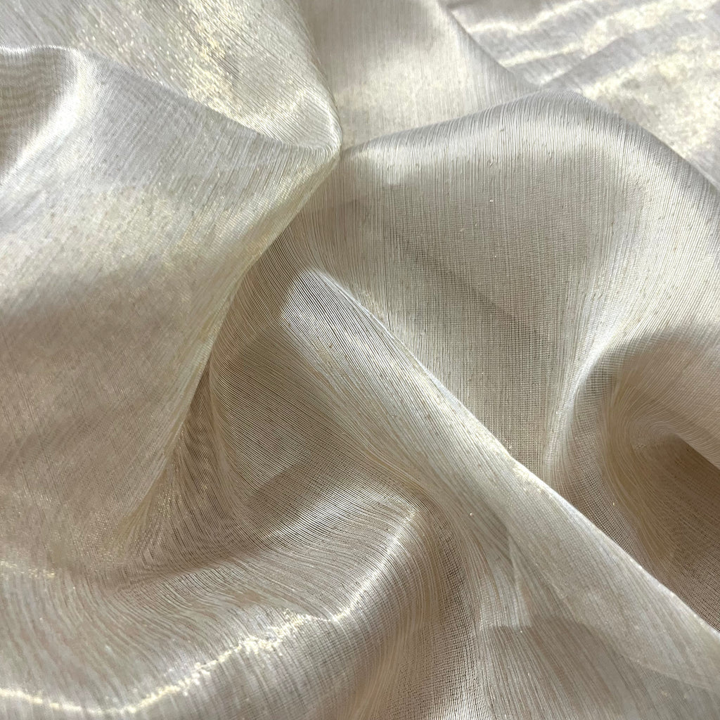 Champagne gold and pink maheshwari tissue silk saree