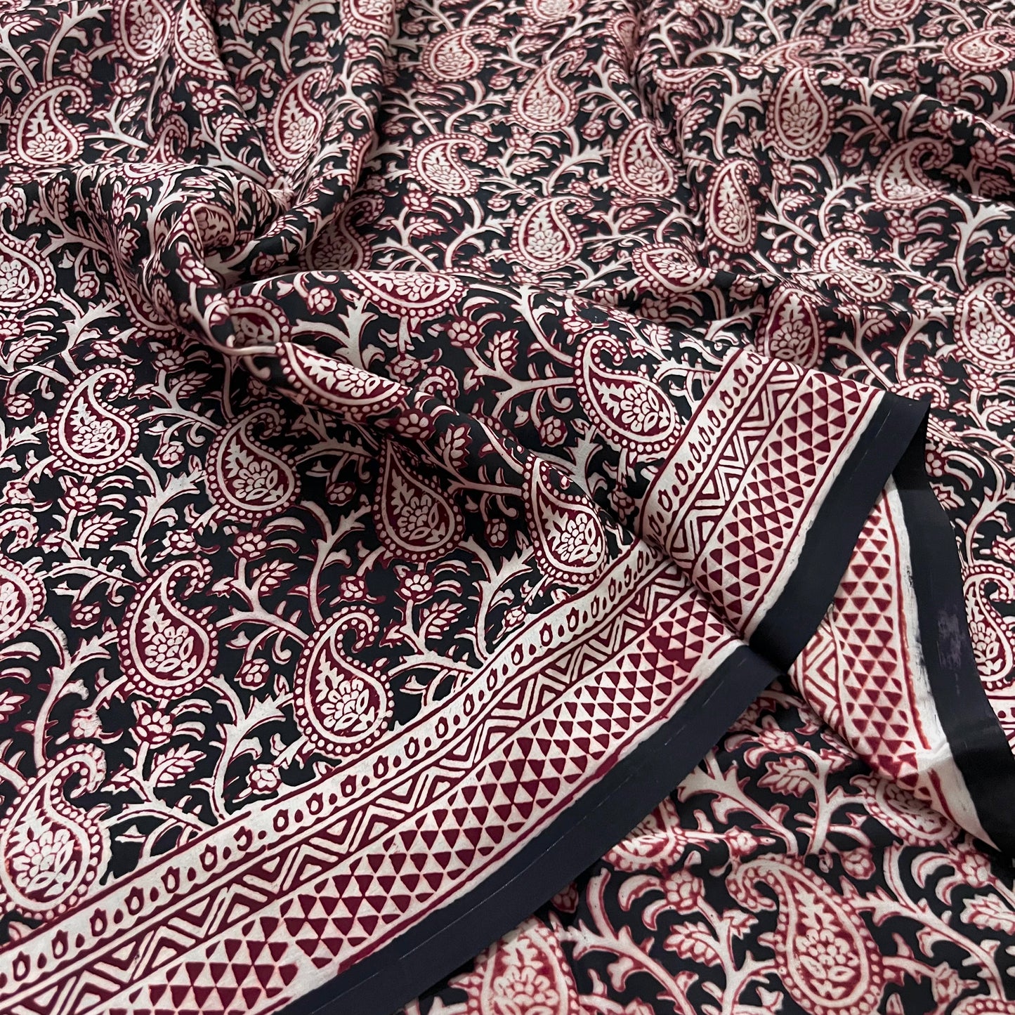 Black and red bagh print saree