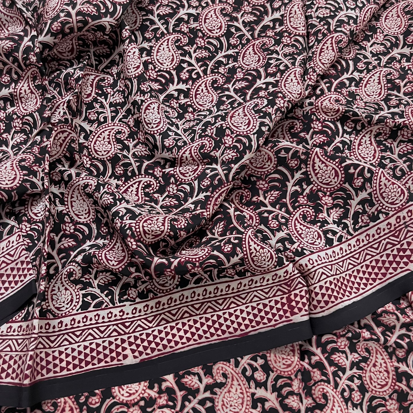 Black and red bagh print saree