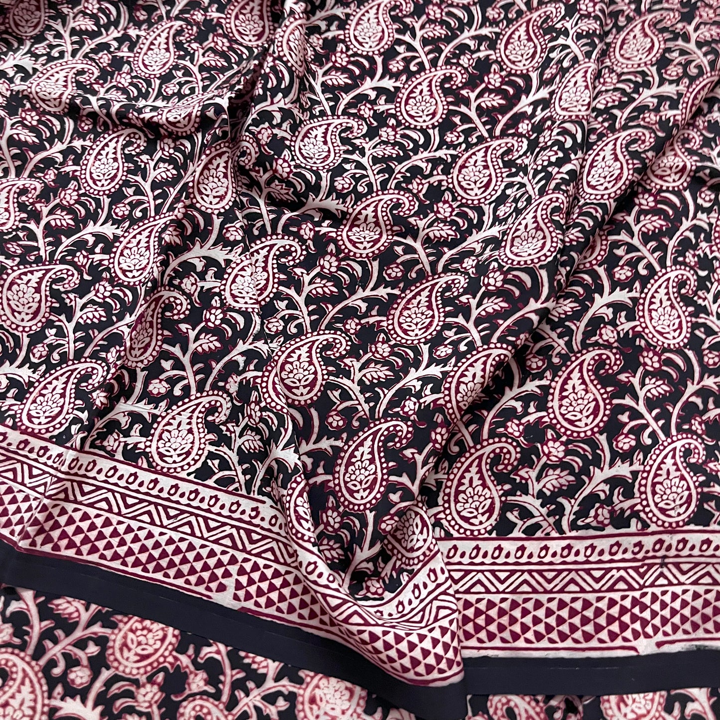 Black and red bagh print saree