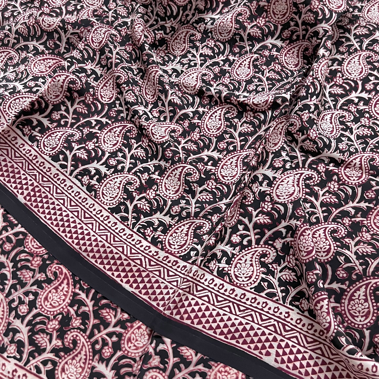 Black and red bagh print saree