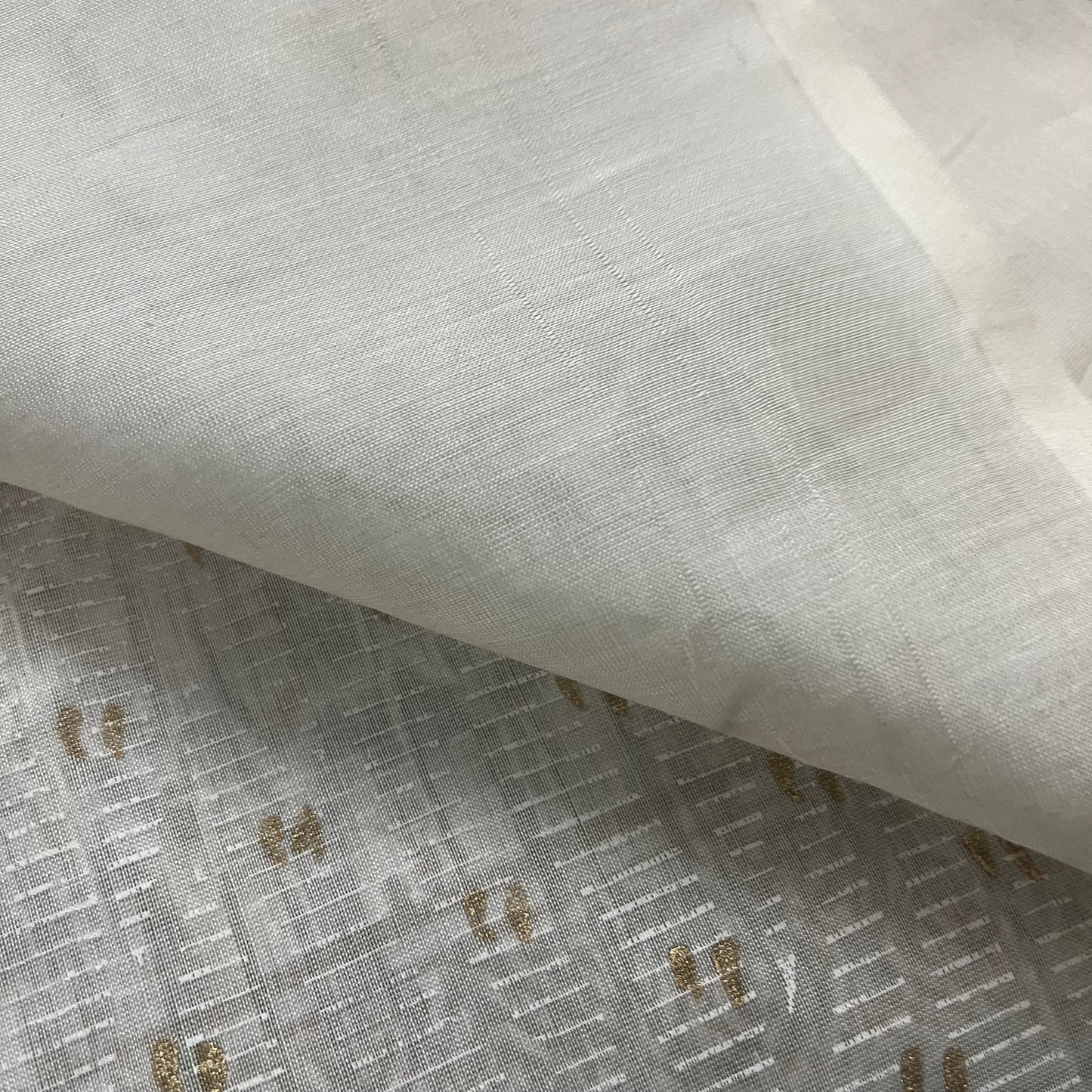 Pearl white maheshwari saree with handblock print all over