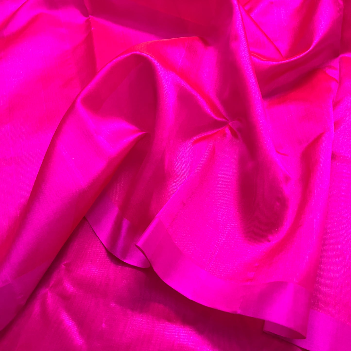 Hot pink chanderi silk saree with silk border