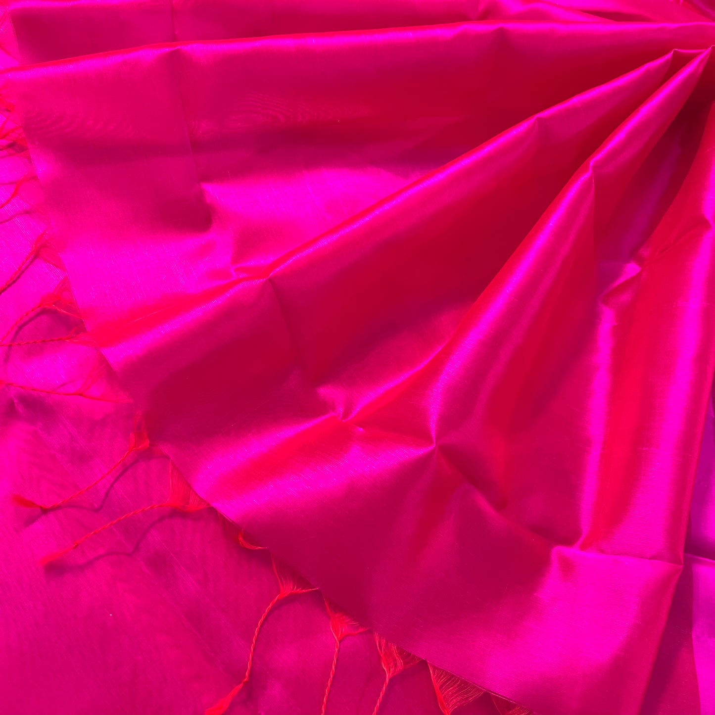 Hot pink chanderi silk saree with silk border