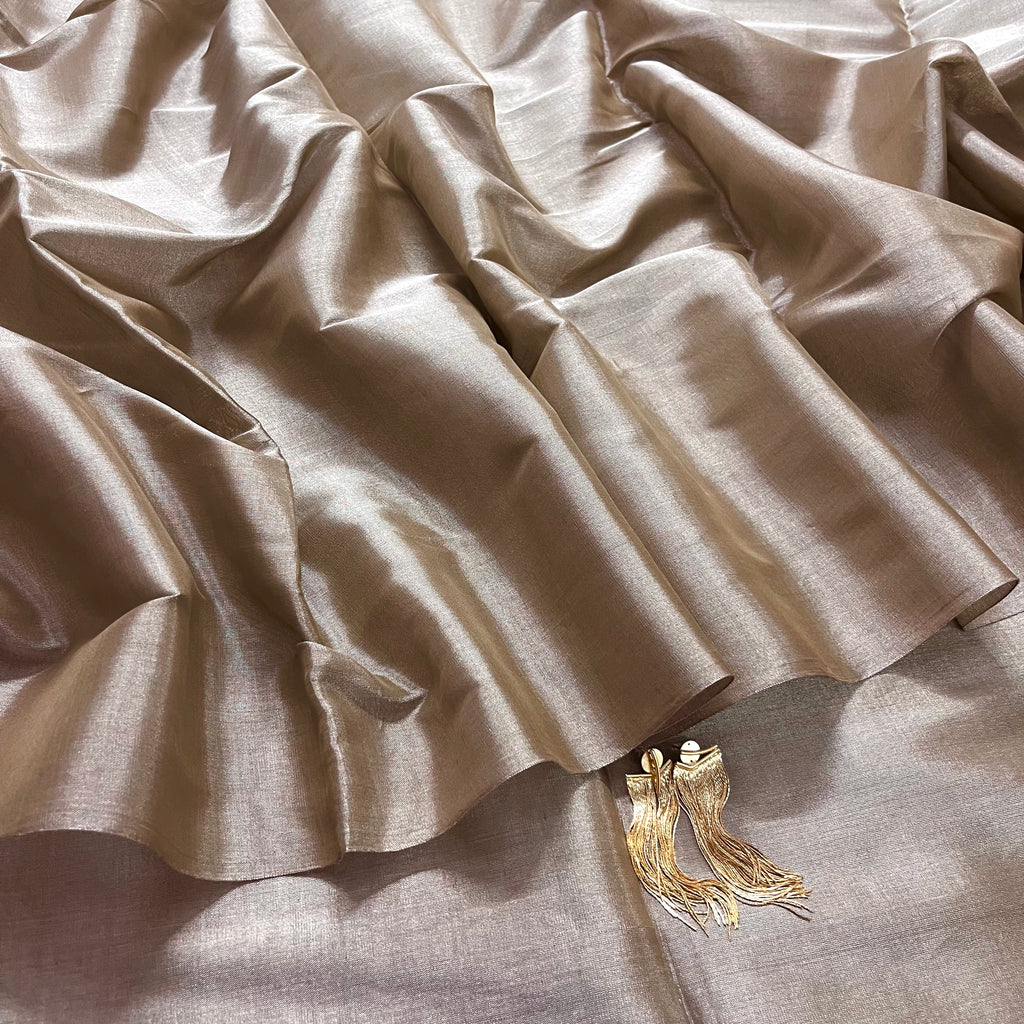 Royal silver chanderi tissue silk saree