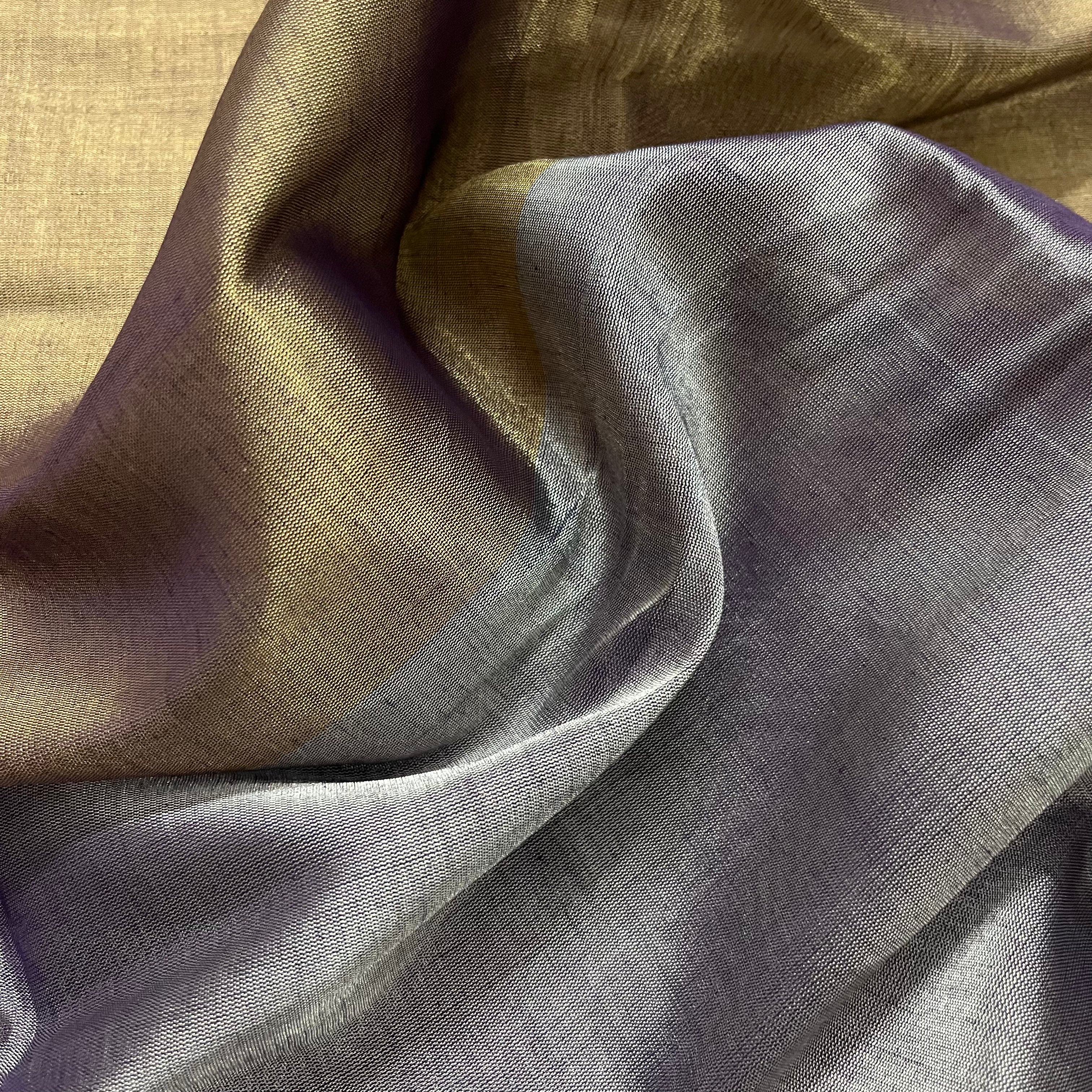 Antique gold and silver chanderi tissue silk saree