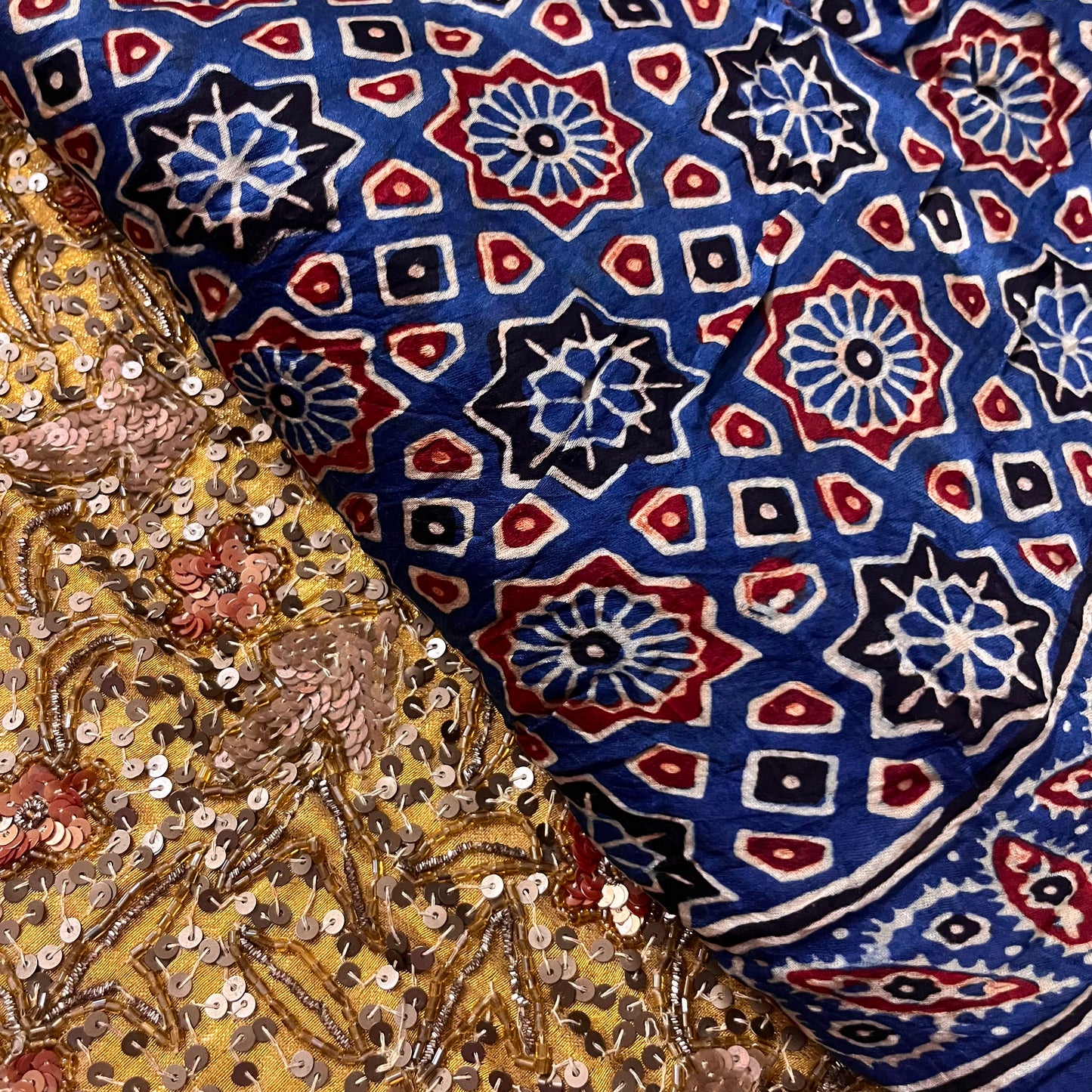 Bottle green bandhani saree with ajrakh palllu