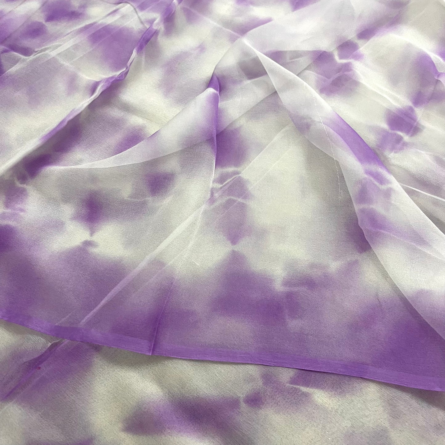 Mauve & White Shibori Chiffon Saree