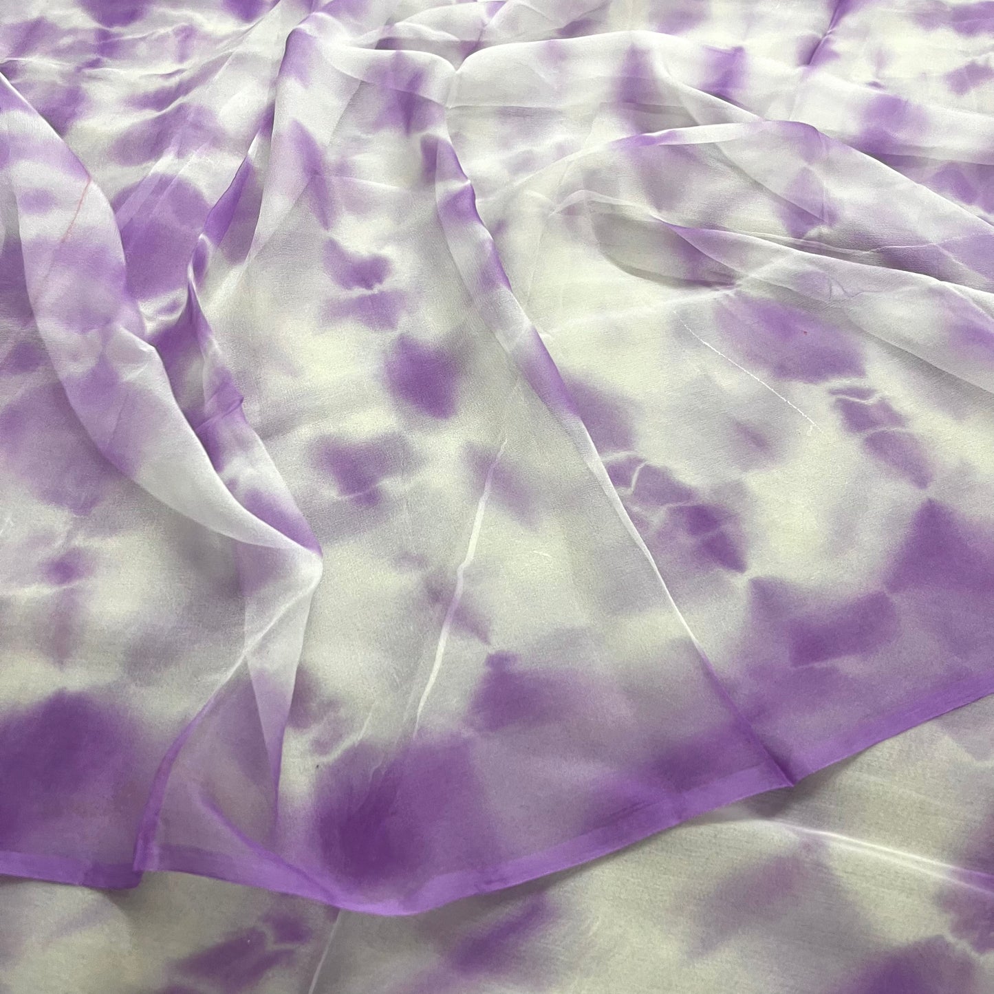 Mauve & White Shibori Chiffon Saree