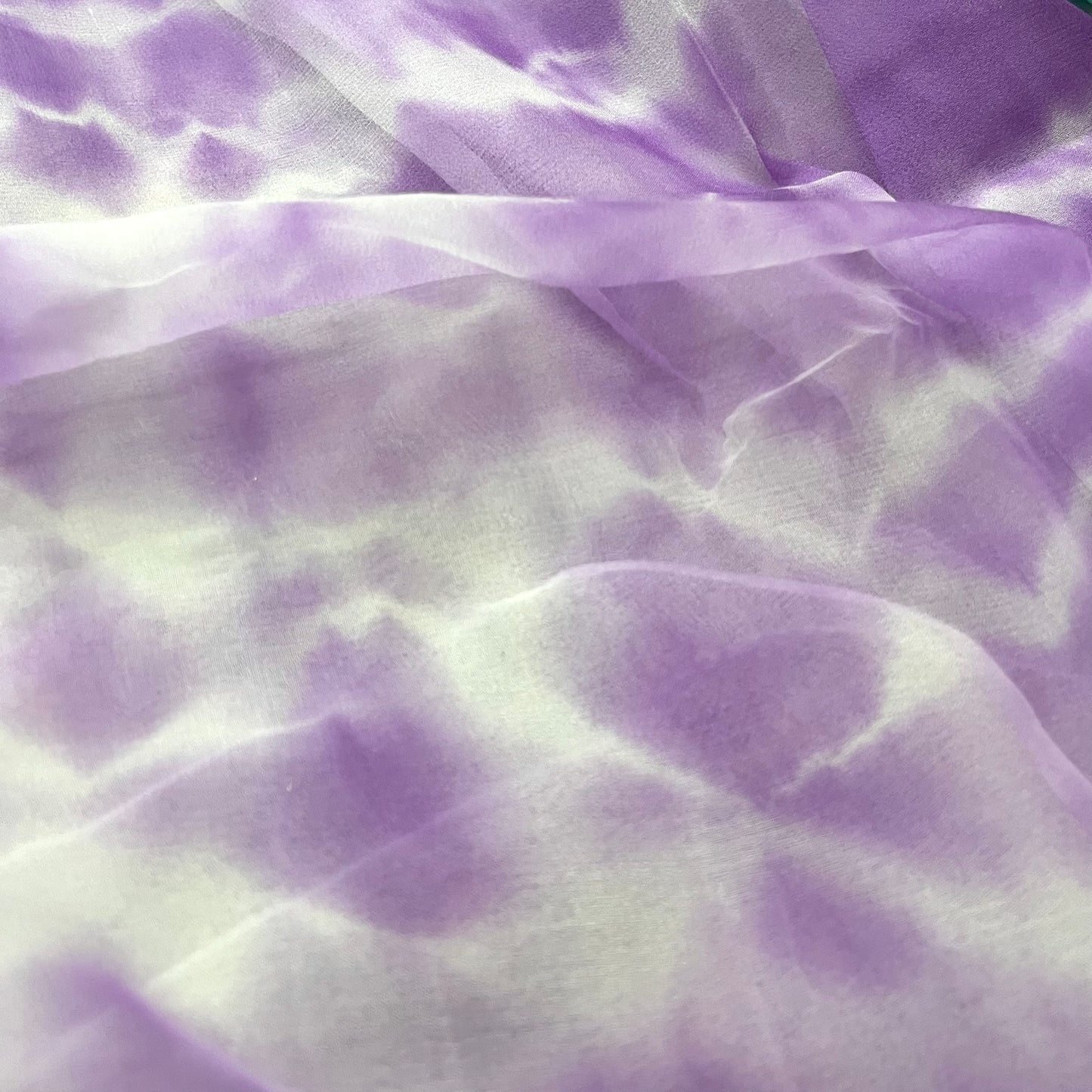 Mauve & White Shibori Chiffon Saree