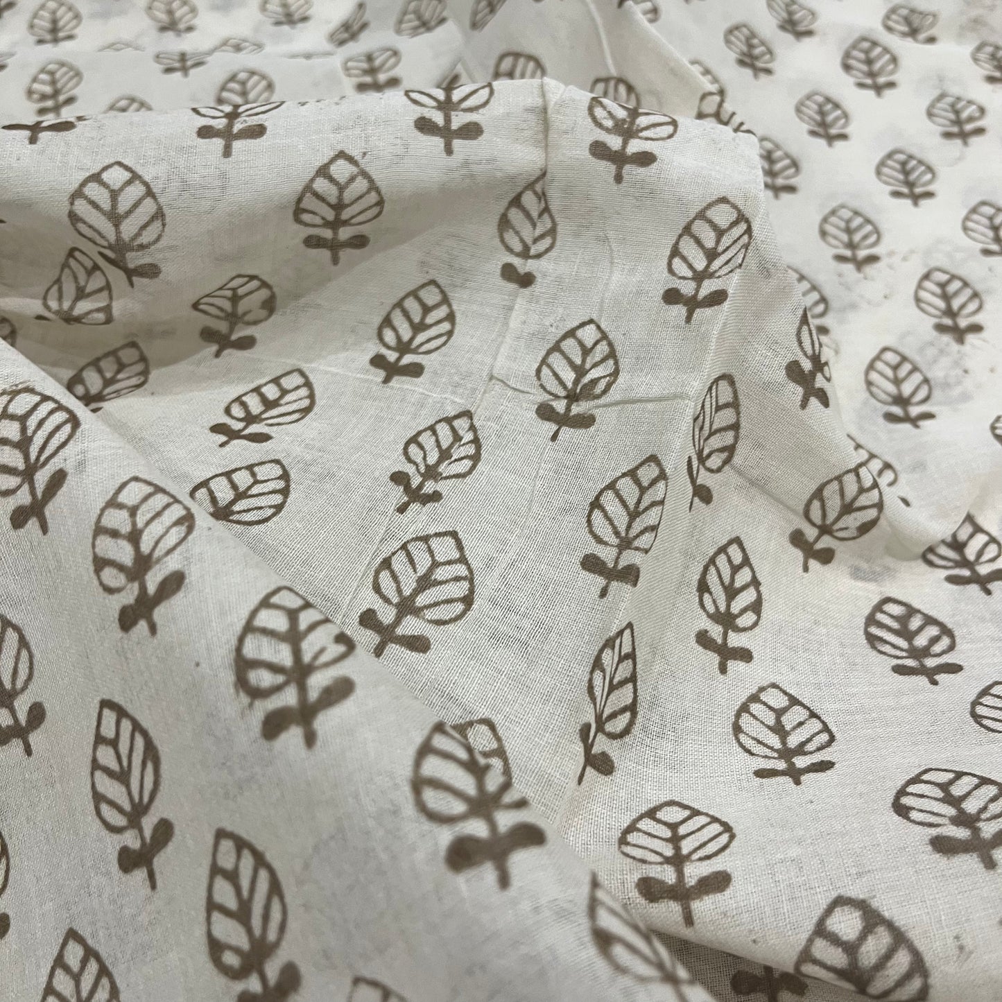 Off White & Olive Bagh Print Cotton Saree