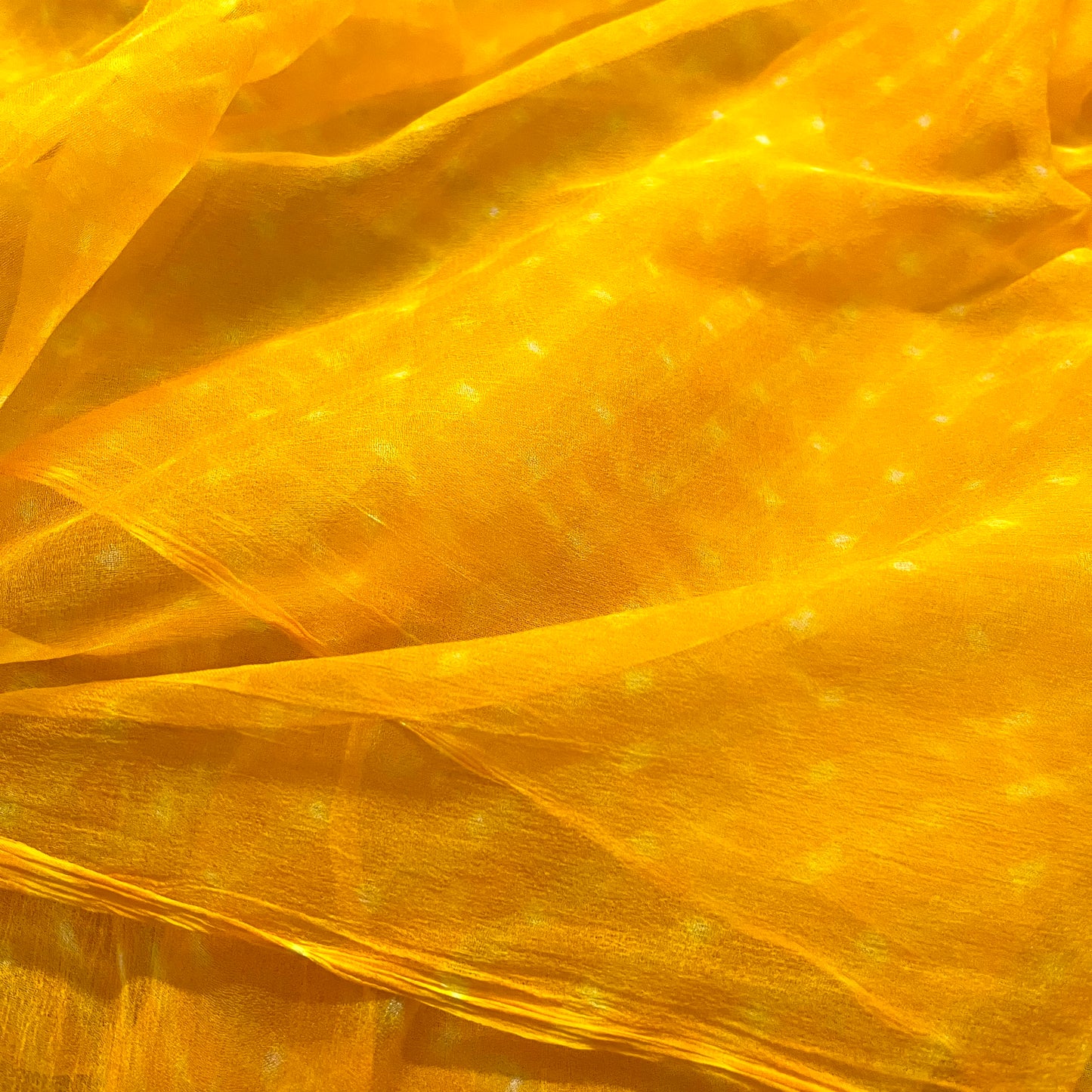 Yellow Mothda Chiffon Saree