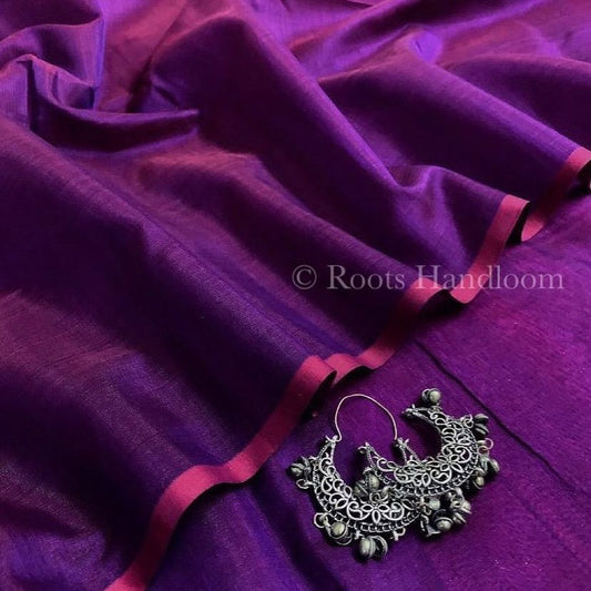 Dark Purple & Pink Dual tone Maheshwari Saree