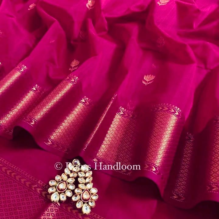 Pink Maheshwari Saree with Flower Motifs all over